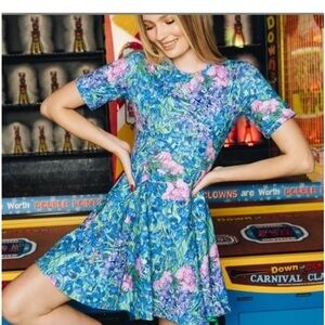 NEW BlackMilk Floral Blue and Pink Women's Dress, small